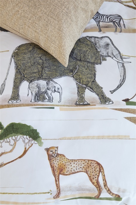 DE Beddinghouse dekbedovertrek Kids Jeep Safari - 135 x 200 cm - Natural 160546