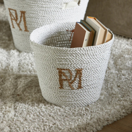 Rivièra Maison - RM Monogram Basket S~ - Raffia - Wit 555572