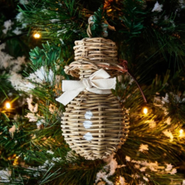 Kerstbal Rustic Rattan Sneeuwman Ornament 585980 Riviera Maison