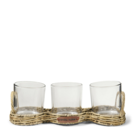 595620 Rattan Triple Votive (pre order week 17)