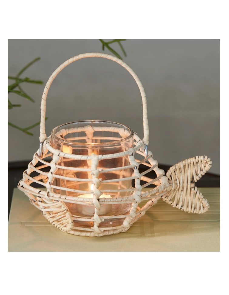 Waxinelichthouder Classic Fish Rustic Rattan 574810