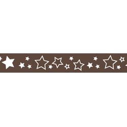 Riley Blake- star grosgrain ribbon brown