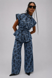 Chenille  jacquard denim flowers