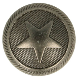 Knoop metaal ster antiek silver 20mm