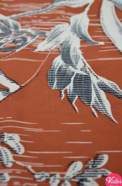 Bittoun warm oranje met bladmotief (coupon 3.20m)