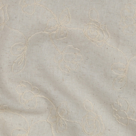 Linnen viscose embroidery flowers