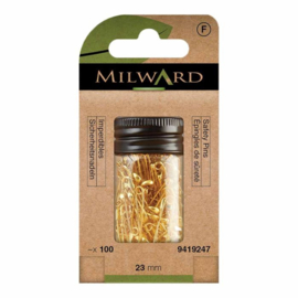 Milward Veiligheidsspelden 23mm goud, 100st.