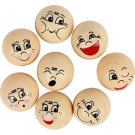 Houten hoofd met gezicht, 20mm