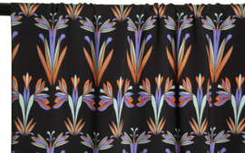 Atelier Jupe - Navy blue viscose with art deco flowers