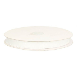 Satijnband dubbel ruche 10mm, wit