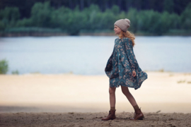 See You At Six Linnen / Viscose blend Cherry Blossom - Noord Atlantisch blauw