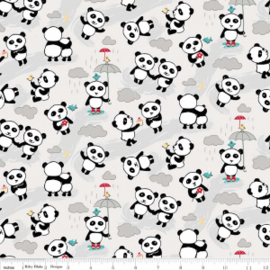 Riley Blake- panda love toss light grey