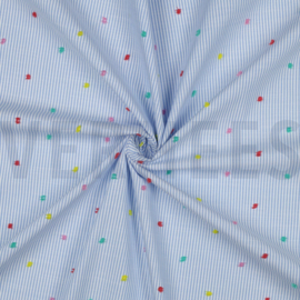 Poppy Fabric - Cotton Stripes Dobby blue