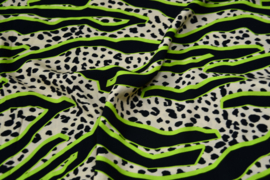 Bittoun - zebra and panterprint  with neongreen (coupon 3.55m)