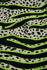 Bittoun - zebra and panterprint  with neongreen (coupon 3.55m)