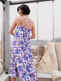 Atelier Jupe - viscose - Kobalt blue and pink flowers