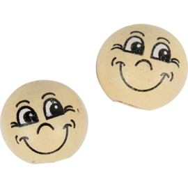 Houten kralen met gezicht, 12mm