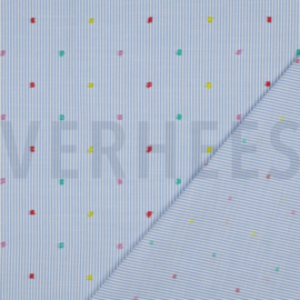 Poppy Fabric - Cotton Stripes Dobby blue