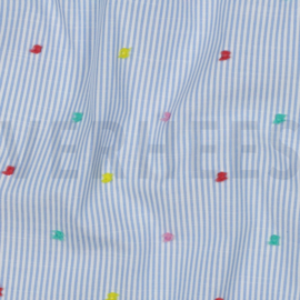 Poppy Fabric - Cotton Stripes Dobby blue