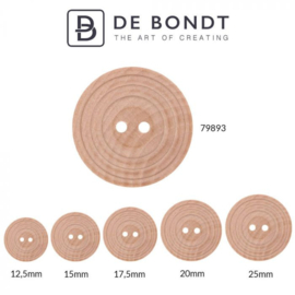 knoop hout met rand 17.5mm