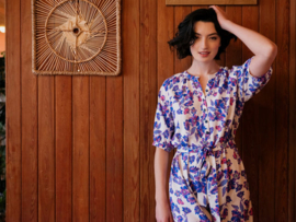 Atelier Jupe - viscose - Kobalt blue and pink flowers