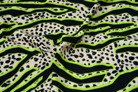 Bittoun - zebra and panterprint  with neongreen (coupon 3.55m)