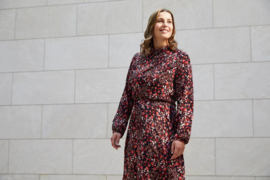 Atelier Jupe - viscose -Black lurex with small red flowers