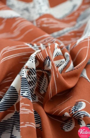 Bittoun warm oranje met bladmotief (coupon 3.20m)