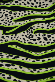 Bittoun - zebra and panterprint  with neongreen (coupon 3.55m)