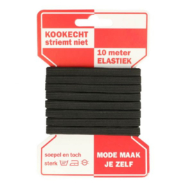 Rode kaart elastiek zwart 6mm