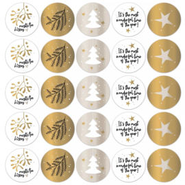 Sticker Christmas Wishes | Goud wit (10 stuks)