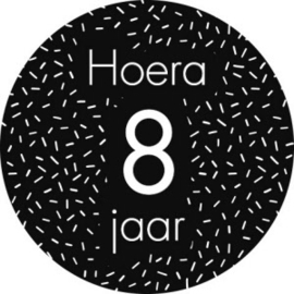 Sticker Hoera 8 jaar (per stuk)