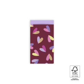 Cadeauzakjes Hearts duo red beet | lilac | S (5 stuks)