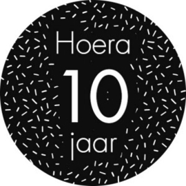 Sticker Hoera 10 jaar (per stuk)