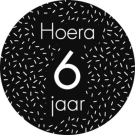 Sticker Hoera 6 jaar (per stuk)