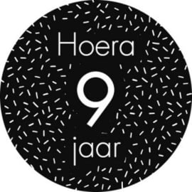 Sticker Hoera 9 jaar (per stuk)