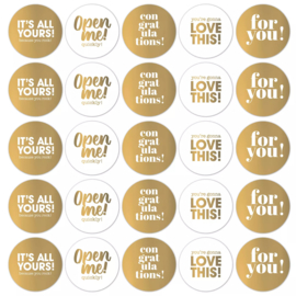 Sticker Tekst mix | Goud wit (10 stuks)