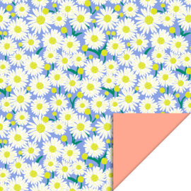 70cm Cadeaupapier Daisy blue
