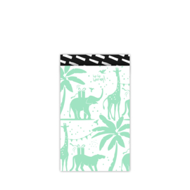 Cadeauzakjes Tropical party | Mint-Zwart | M (5 stuks)
