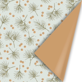 50cm Cadeaupapier berries groen