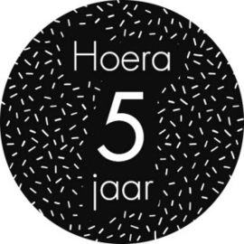 Sticker Hoera 5 jaar (per stuk)