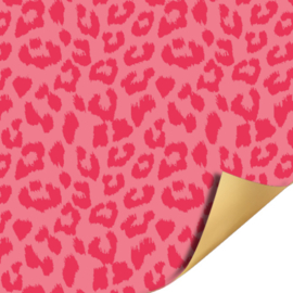 70cm cadeaupapier Cheetah Roze Goud