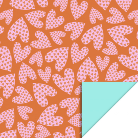 70cm cadeaupapier love hearts Cognac Mint