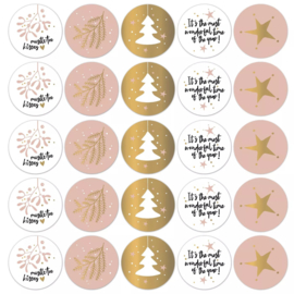 Sticker Christmas Wishes | Rose (10 stuks)