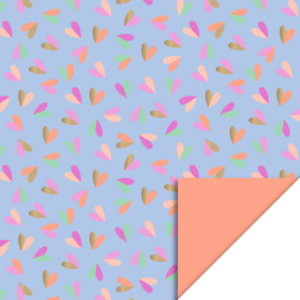 70cm Cadeaupapier Hearts Duo blue salmon