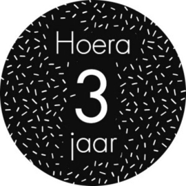 Sticker Hoera 3 jaar (per stuk)