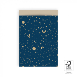 Cadeauzakjes Sint Galaxy Midnight Blue Gold Foil | L (5 stuks)
