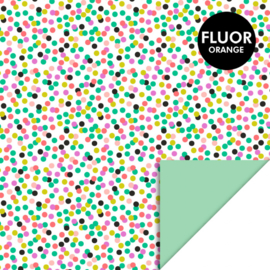 70cm cadeaupapier Dots Fluor Orange & Mint