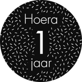 Sticker Hoera 1 jaar (per stuk)