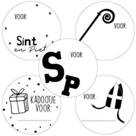 Sticker Sinterklaas | Zwart wit Multi (10 stuks)